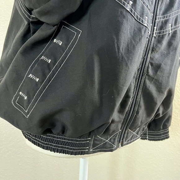 Janeve Windbreaker Jacket 80's 90's Black White Petite Large Retro Sport Vintage - Picture 12 of 16